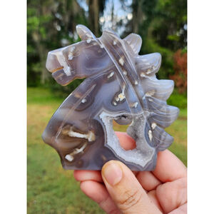 flower agate druzy unicorn 4.2 in